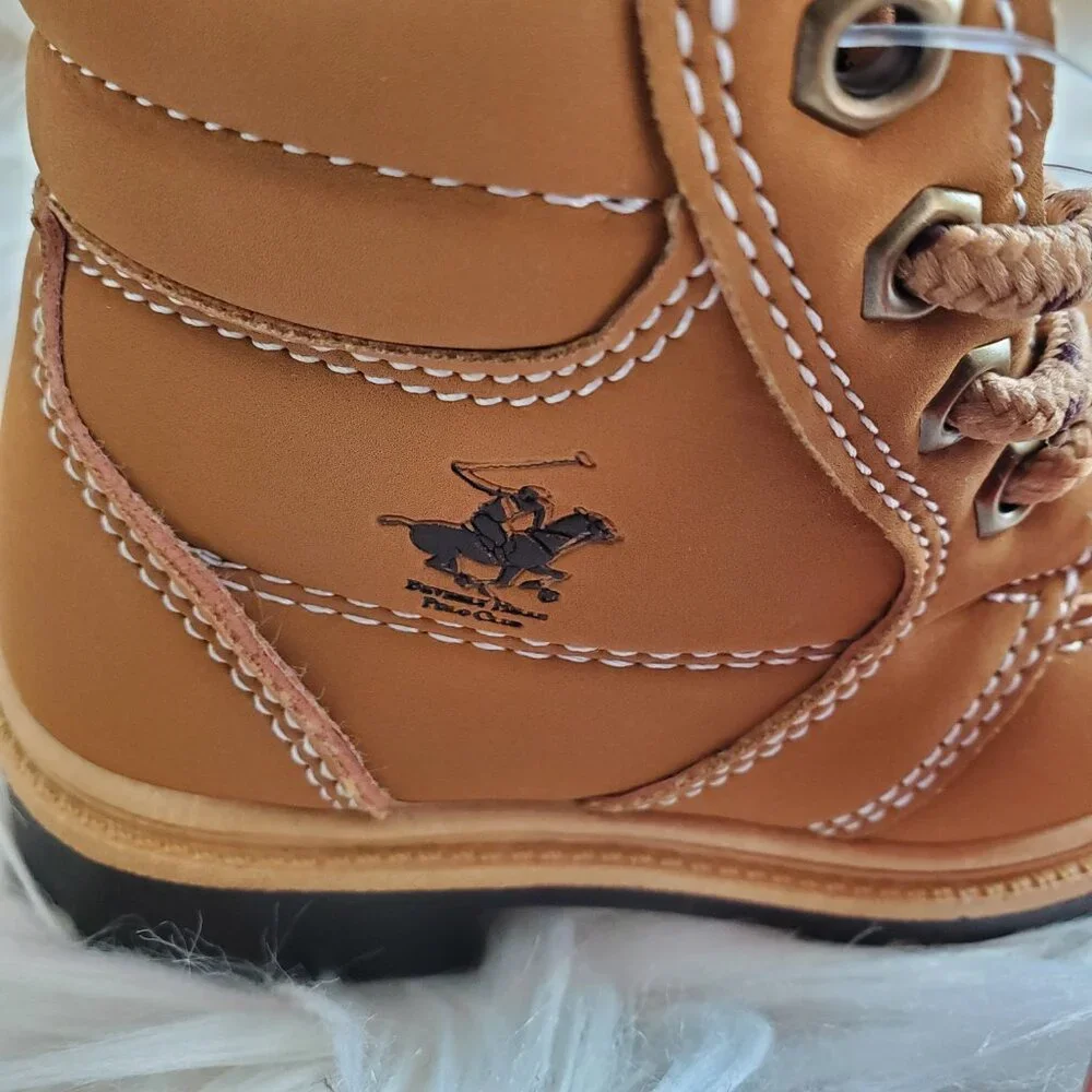 Beverly Hills Polo Club Unisex Tan Lace Up Work Fashion Soft Ankle Boots SZ 6